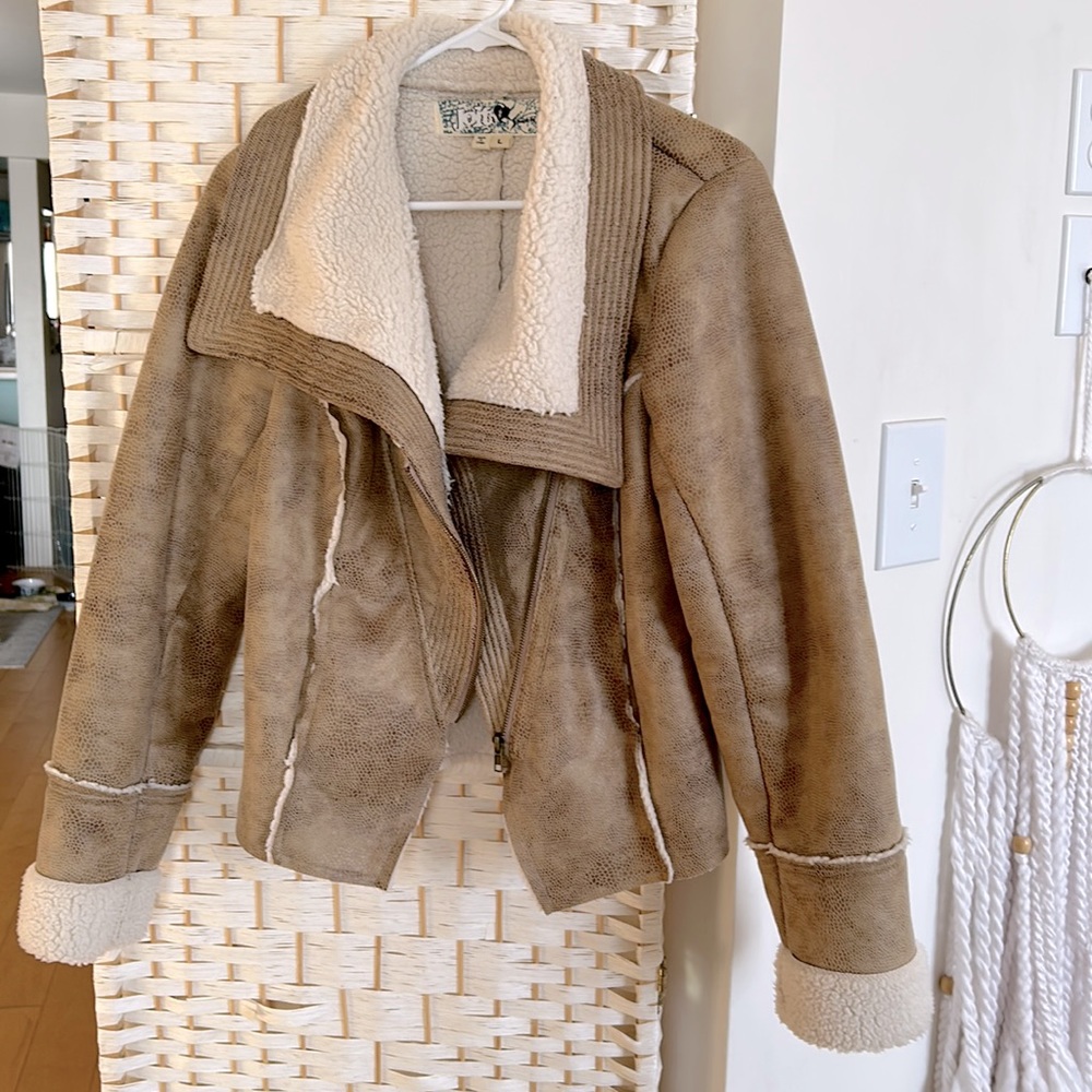 Sherpa faux leather jacket